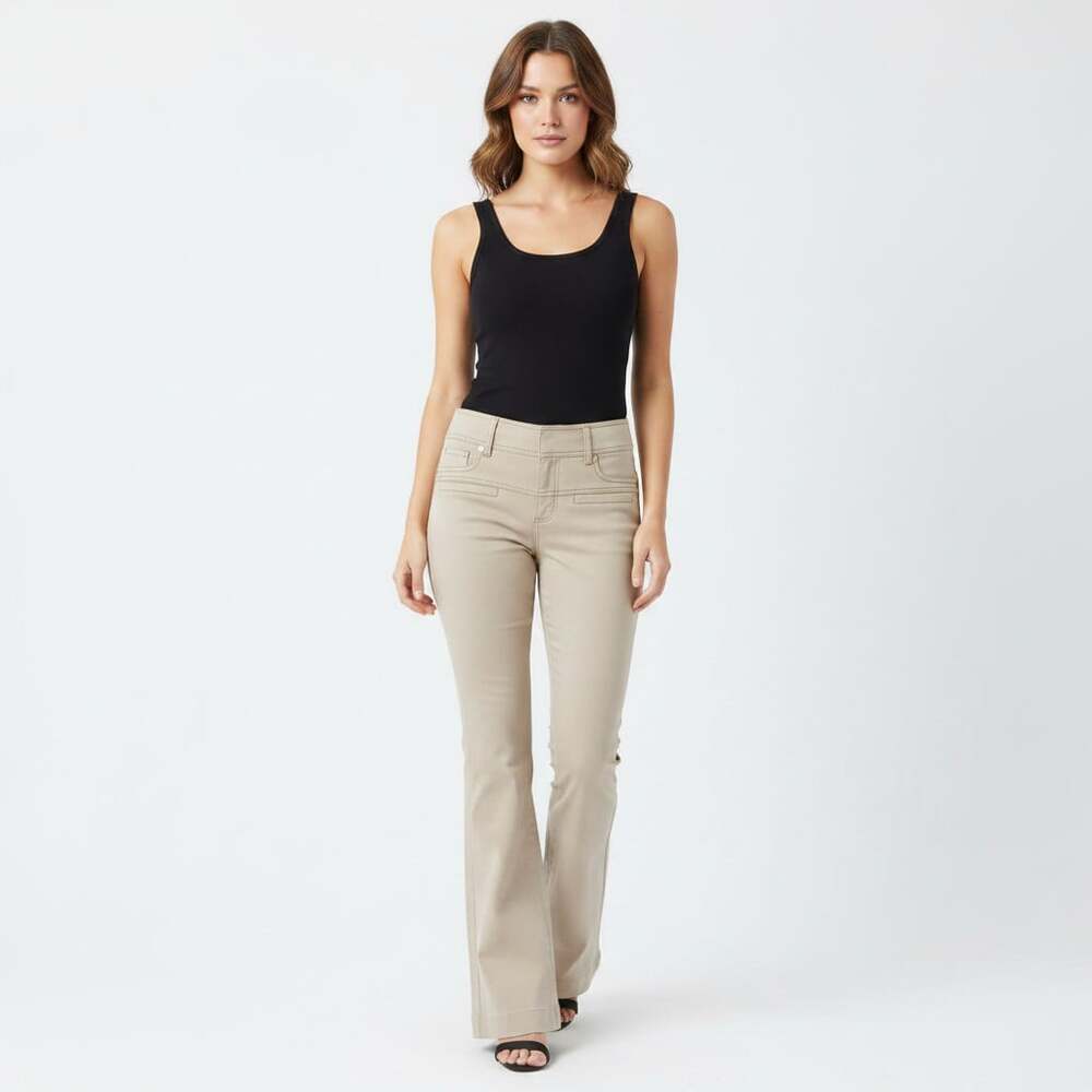 Vintage Cache Y2K Low Rise Flare Pants Size 6 Tan Khaki